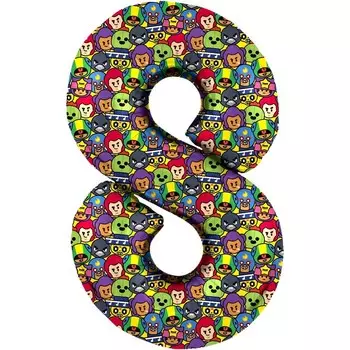 Шар фольгированный 34'' «Цифра 8» Brawl Stars, 1 шт.