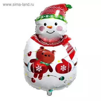Шар фольгированный 34" «Снеговик с мишкой»