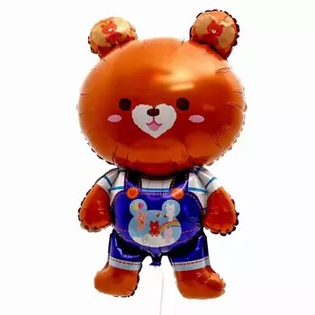 Шар фольгированный 35" «Мишка в джинсах», шоколадный