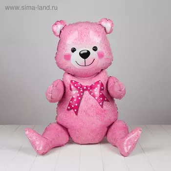 Воздушный шар фольгированный 36" «Мишка», цвет розовый, под воздух