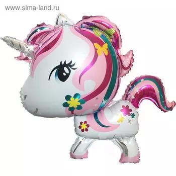 Шар фольгированный 36" «Волшебный единорог в цветах», фигура, цвет розовый