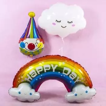 Шар фольгированный 39" «Радуга в облаках», Happy Day, фигура