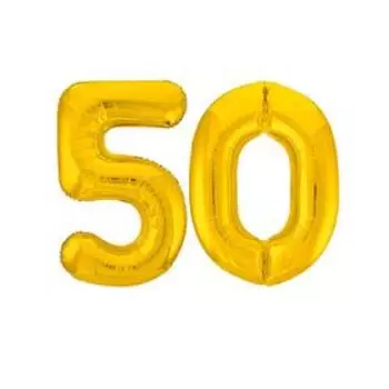 Шар фольгированный 40" «50», цвет золотой