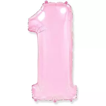 Шар фольгированный 40 "Цифра 1" розовый, Pink