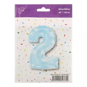 Шар фольгированный 40 «Цифра 2», голубой, Pastel Blue