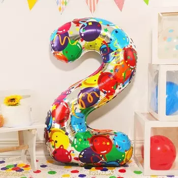 Шар фольгированный 40" «Цифра 2», яркие шары