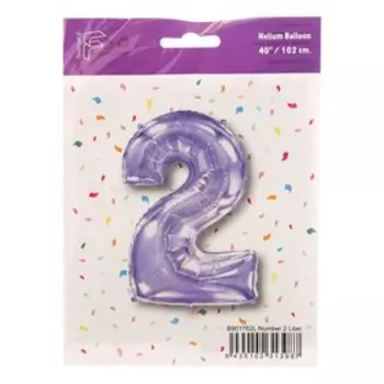 Шар фольгированный 40 «Цифра 2», сиреневый, Lilac
