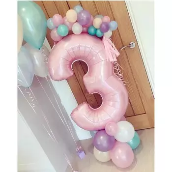 Шар фольгированный 40" «Цифра 3», цвет розовый, инд. упаковка