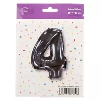Шар фольгированный 40 «Цифра 4», чёрный, Black