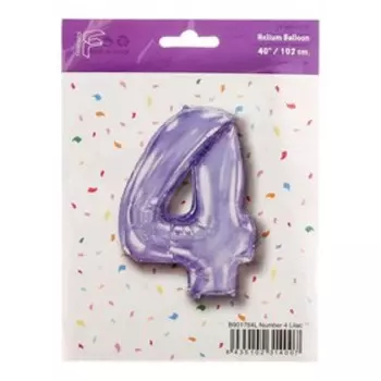 Шар фольгированный 40 «Цифра 4», сиреневый, Lilac