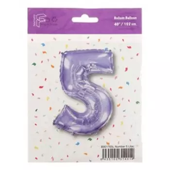 Шар фольгированный 40 «Цифра 5», сиреневый, Lilac