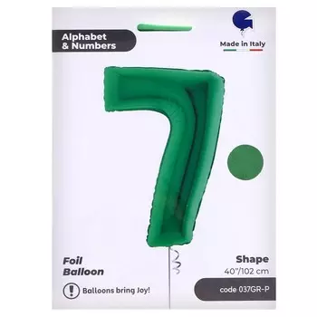 Шар фольгированный 40" «Цифра 7», цвет зелёный, инд. упаковка