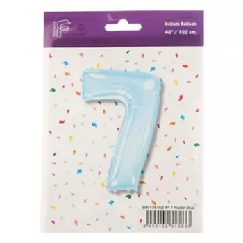 Шар фольгированный 40 «Цифра 7», голубой, Pastel Blue