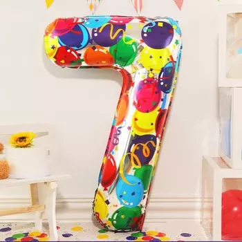 Шар фольгированный 40" «Цифра 7», яркие шары