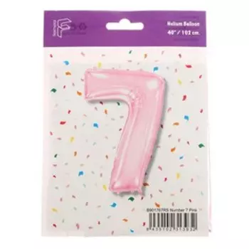 Шар фольгированный 40 «Цифра 7», розовый, Pink