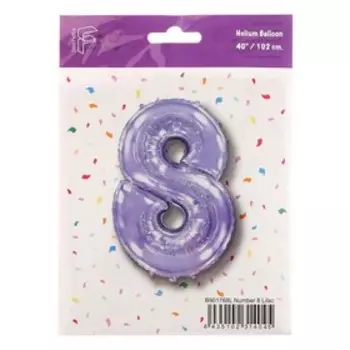 Шар фольгированный 40 "Цифра 8" сиреневый, Lilac