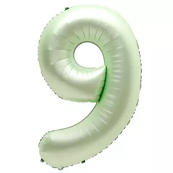 Шар фольгированный 40" «Цифра 9», салатовый металлик
