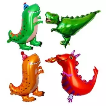 Шар фольгированный 42" «Сказочные динозавры», набор 4 шт.