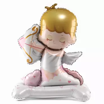 Воздушный шар фольгированный 48" «Купидон на подставке», под воздух