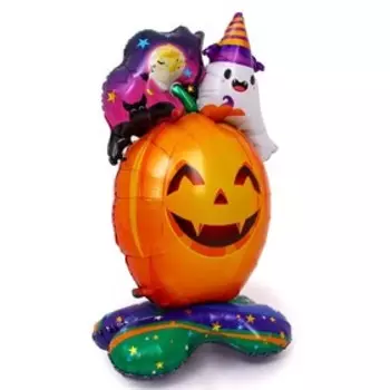 Воздушный шар фольгированный 60" «Тыква на подставке», фигура, на подставке