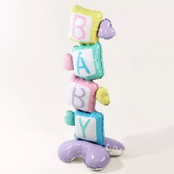 Воздушный шар фольгированный 62" «Кубики — BABY», на подставке