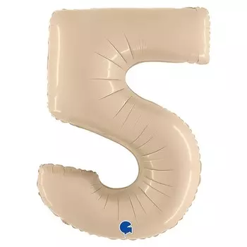 Шар фольгированный цифра 40" "5" Сатин Cream