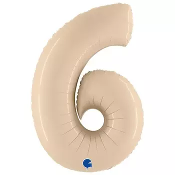Шар фольгированный цифра 40" «6» Сатин Cream