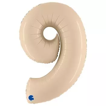 Шар фольгированный цифра 40" «9» Сатин Cream
