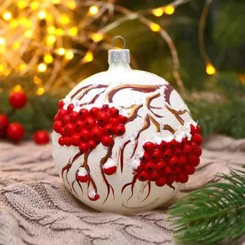 Ёлочный шар «Гроздья рябины» новогодний, d=9.5 см