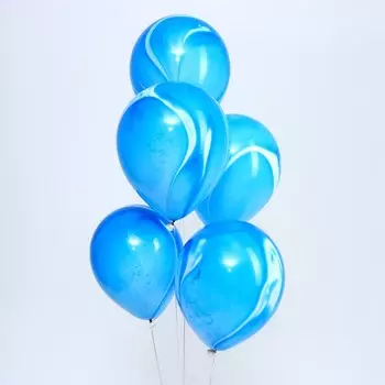Шары воздушные латексные 12" «Агат синий», набор 5 шт.