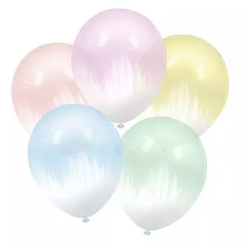 Шар латексный 12" «Браш белый», кристалл, набор 5 шт., МИКС