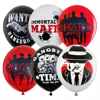 Воздушные шары латексные 12" «Гангстерская вечеринка», 25 шт., МИКС