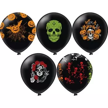 Шар латексный 12" «Хэллоуин в мексиканском стиле», шелкография, 2-сторонний, набор 25 шт., МИКС