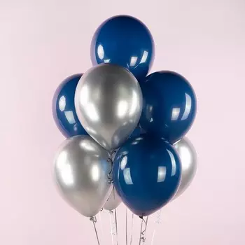 Шар латексный 12", хром, 50 шт., серебро