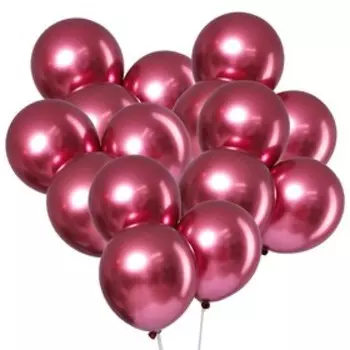 Шары воздушные латексные 12" «Хром», металл, в наборе 5 шт., цвет фуксия