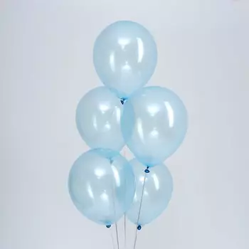 Шары воздушные латексные 12", кристалл, набор 5 шт., цвет синий