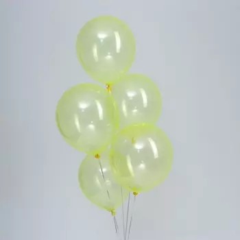 Шар латексный 12", кристалл, набор 5 шт., цвет жёлтый