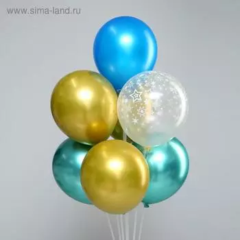Шар латексный 12" «Металл» с конфетти, набор 7 шт. + подставка, палочки, держатели