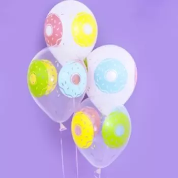 Шар латексный 12" «Пончики», кристалл, 4-сторонний, набор 25 шт., МИКС