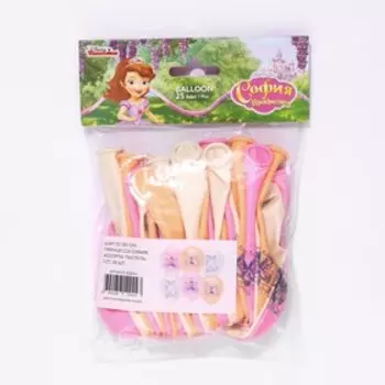 Шар латексный 12'' «Принцесса София», Микс, пастель, 1 ст., 10 шт.