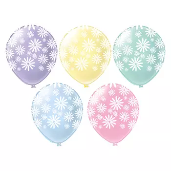 Шар латексный 12" «Ромашки» 5 ст., шёлк рис., набор 25 шт. МИКС
