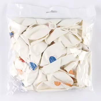 Шар латексный 12" «С днём рождения», мопс, 50 шт.