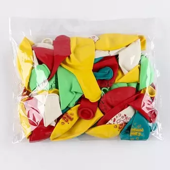 Шар латексный 12" «С днём рождения», стикеры, 50 шт.