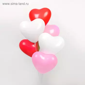 Шары воздушные латексные 12", сердце, стандарт, набор 50 шт., МИКС