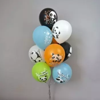 Шар латексный 12" «С ДР! Панды», шелкография, набор 25 шт., МИКС