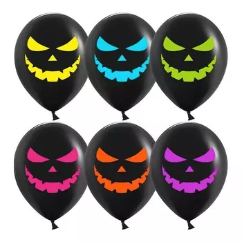 Шар латексный 12" «Яркие тыквы на Хэллоуин», 2-сторонний, набор 25 шт., цвет чёрный