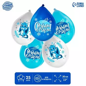 Воздушный шар латексный 12" «Зимний дракон», 25 шт