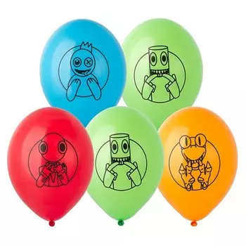 Воздушный шар латексный 14" «Друзья монстрики» набор 15 шт., МИКС
