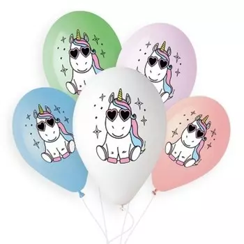 Шар латексный 14" «Единорог и звёзды», набор 5 шт., МИКС