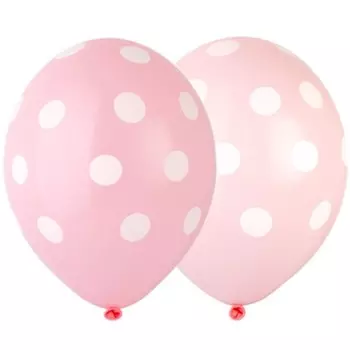 Шар латексный 14" «Горошек розовый», пастель, набор 5 шт.